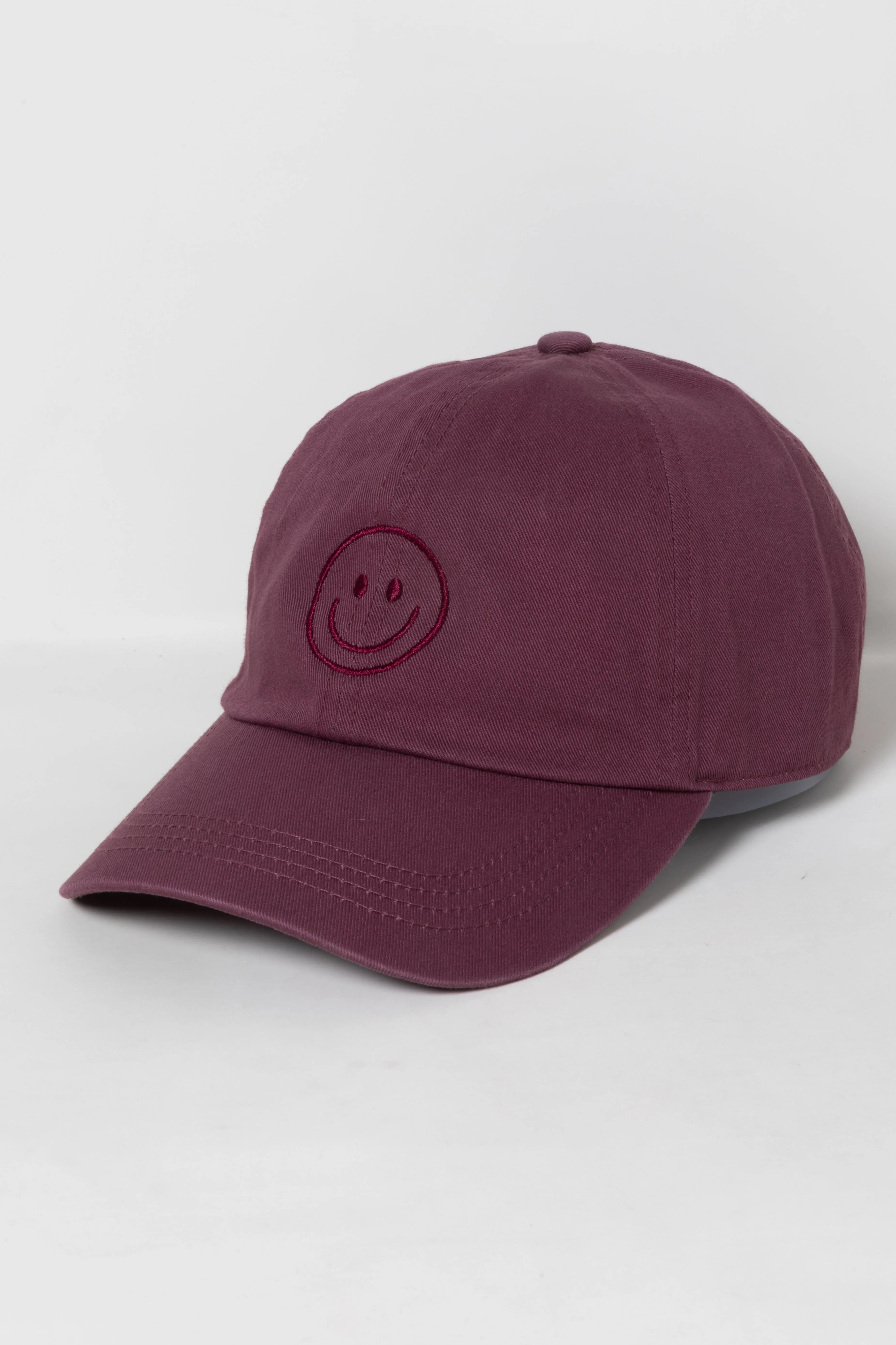 LCAP3004 - Tonal Smile Face Embroidered Washed Baseball Cap