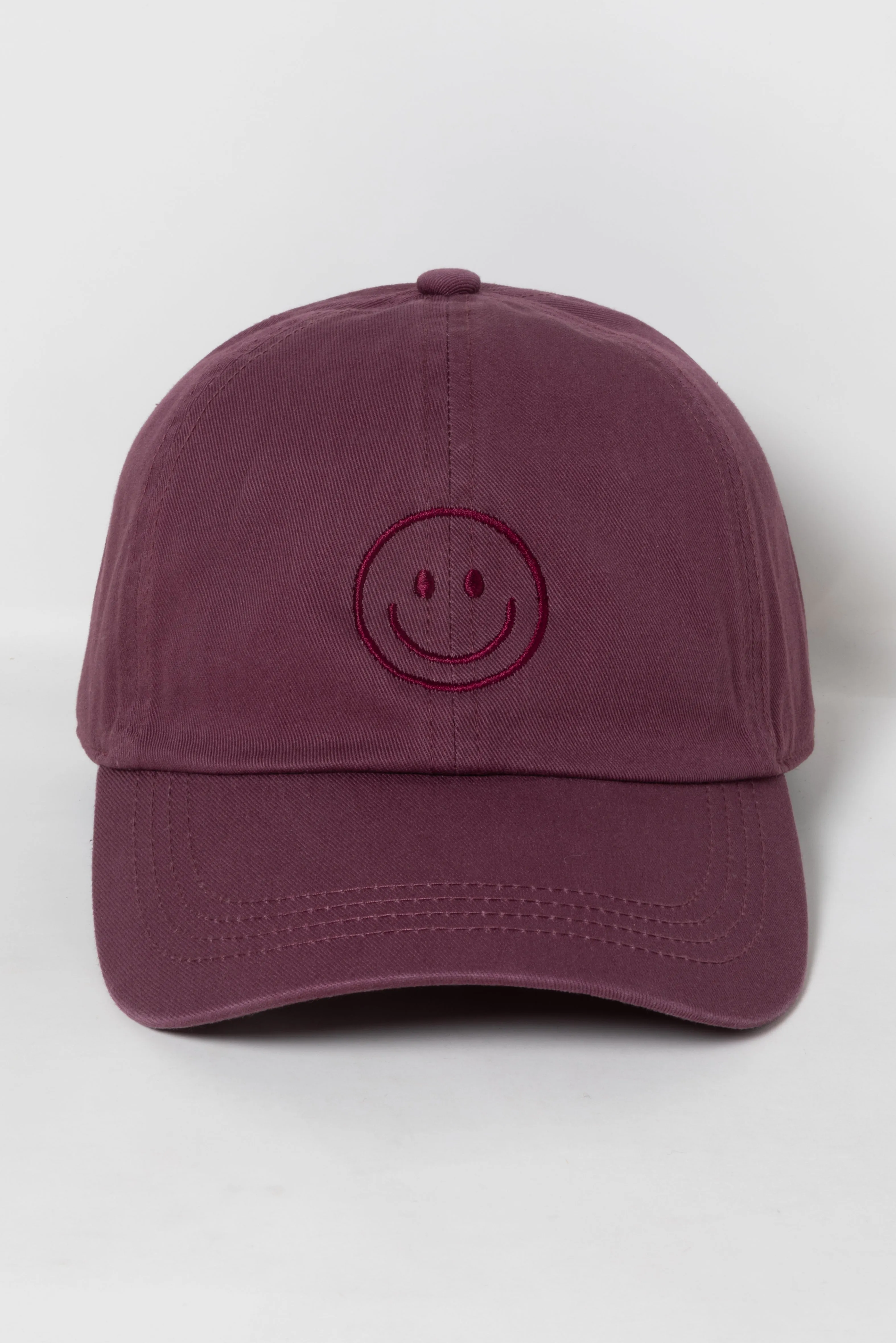 LCAP3004 - Tonal Smile Face Embroidered Washed Baseball Cap