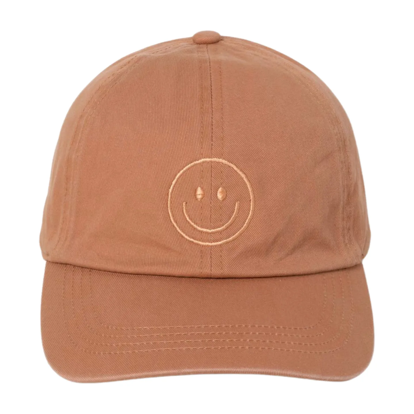 LCAP3004 - Tonal Smile Face Embroidered Washed Baseball Cap