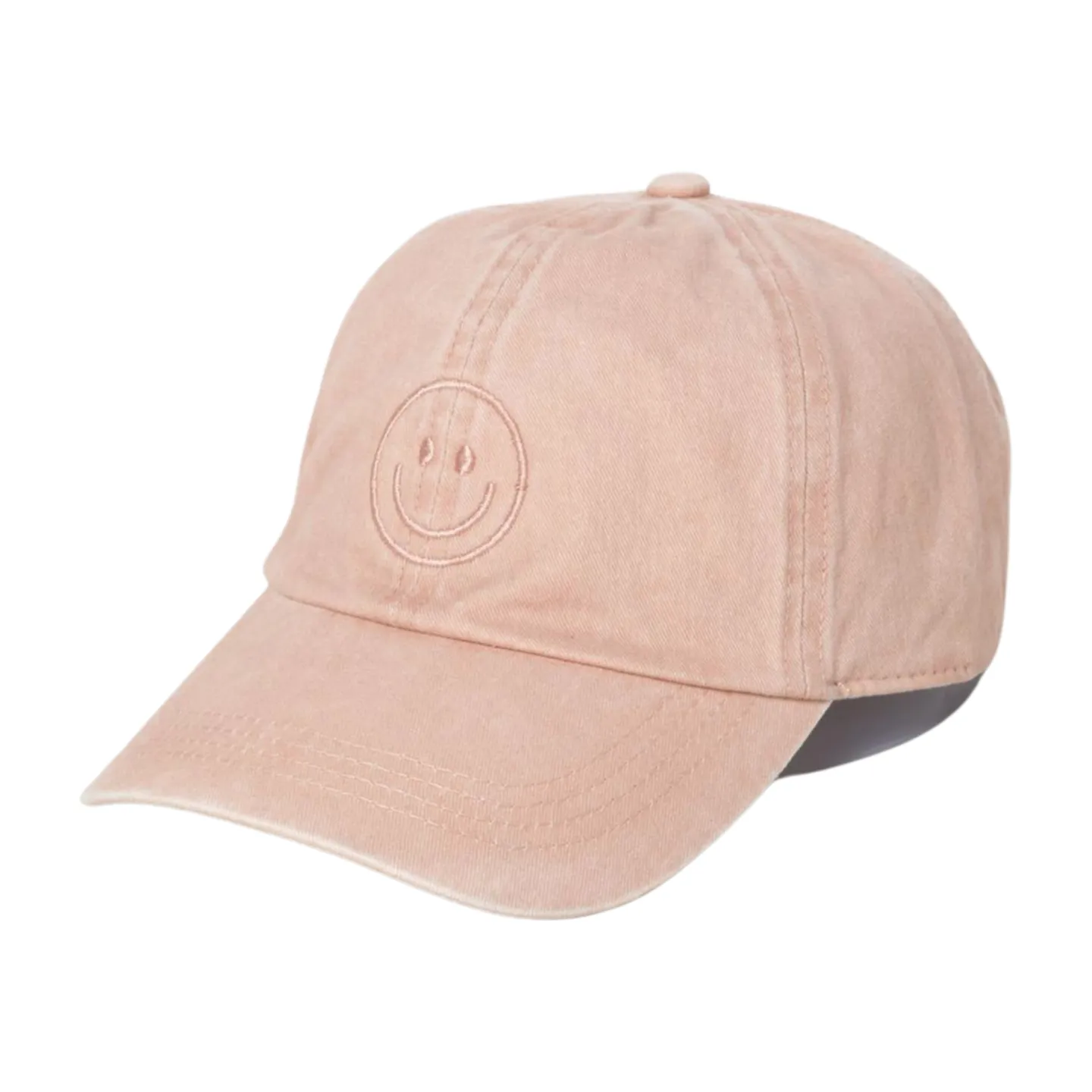 LCAP3004 - Tonal Smile Face Embroidered Washed Baseball Cap