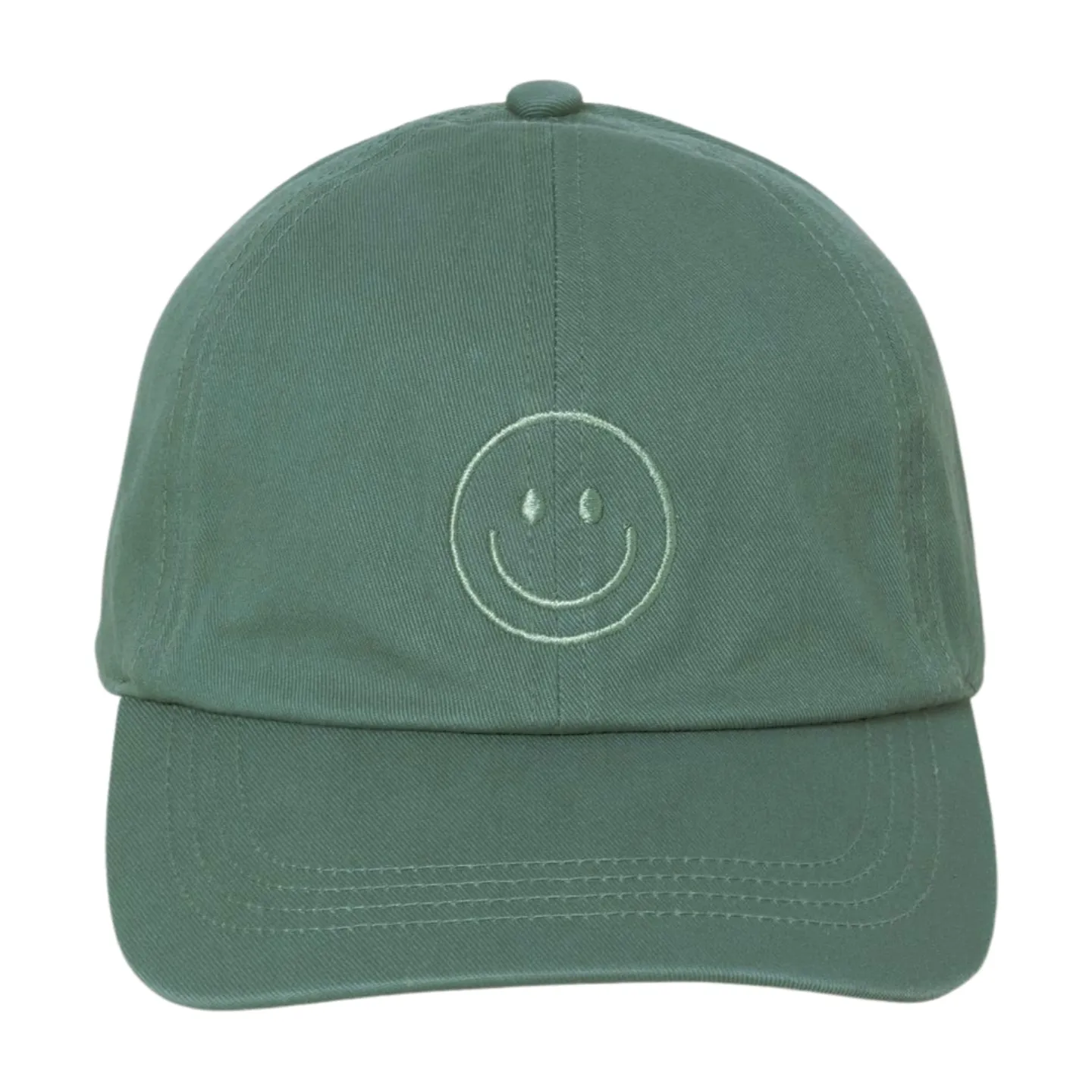 LCAP3004 - Tonal Smile Face Embroidered Washed Baseball Cap