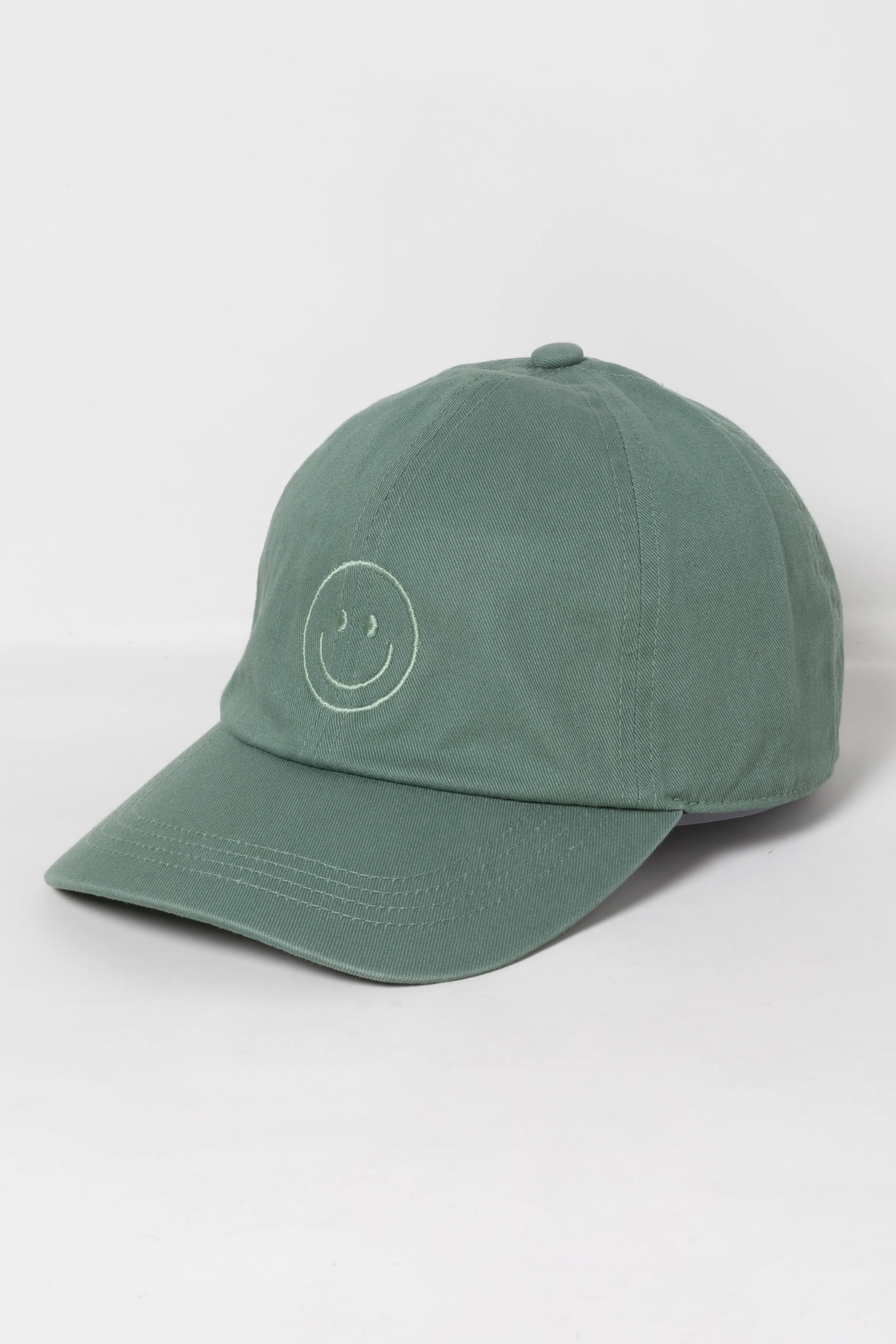 LCAP3004 - Tonal Smile Face Embroidered Washed Baseball Cap