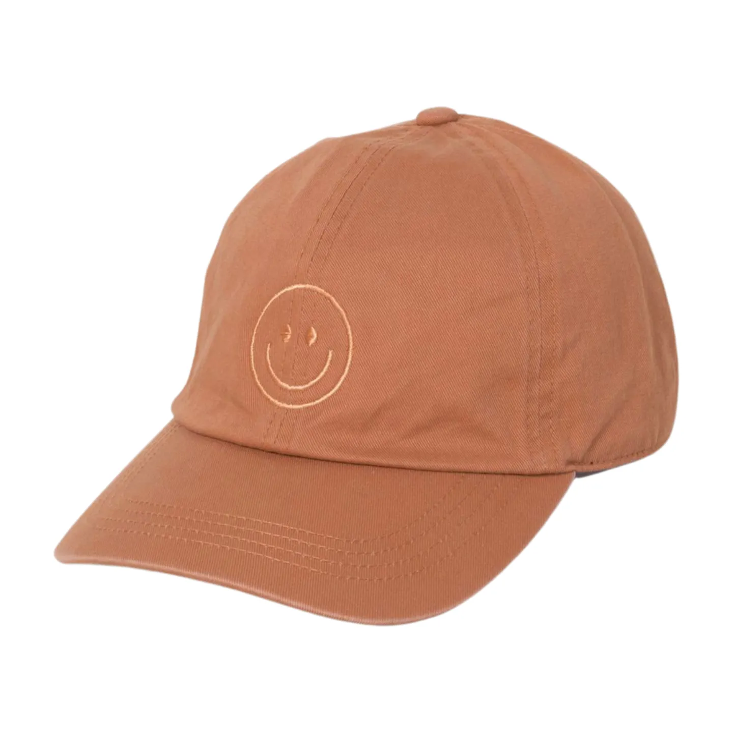 LCAP3004 - Tonal Smile Face Embroidered Washed Baseball Cap