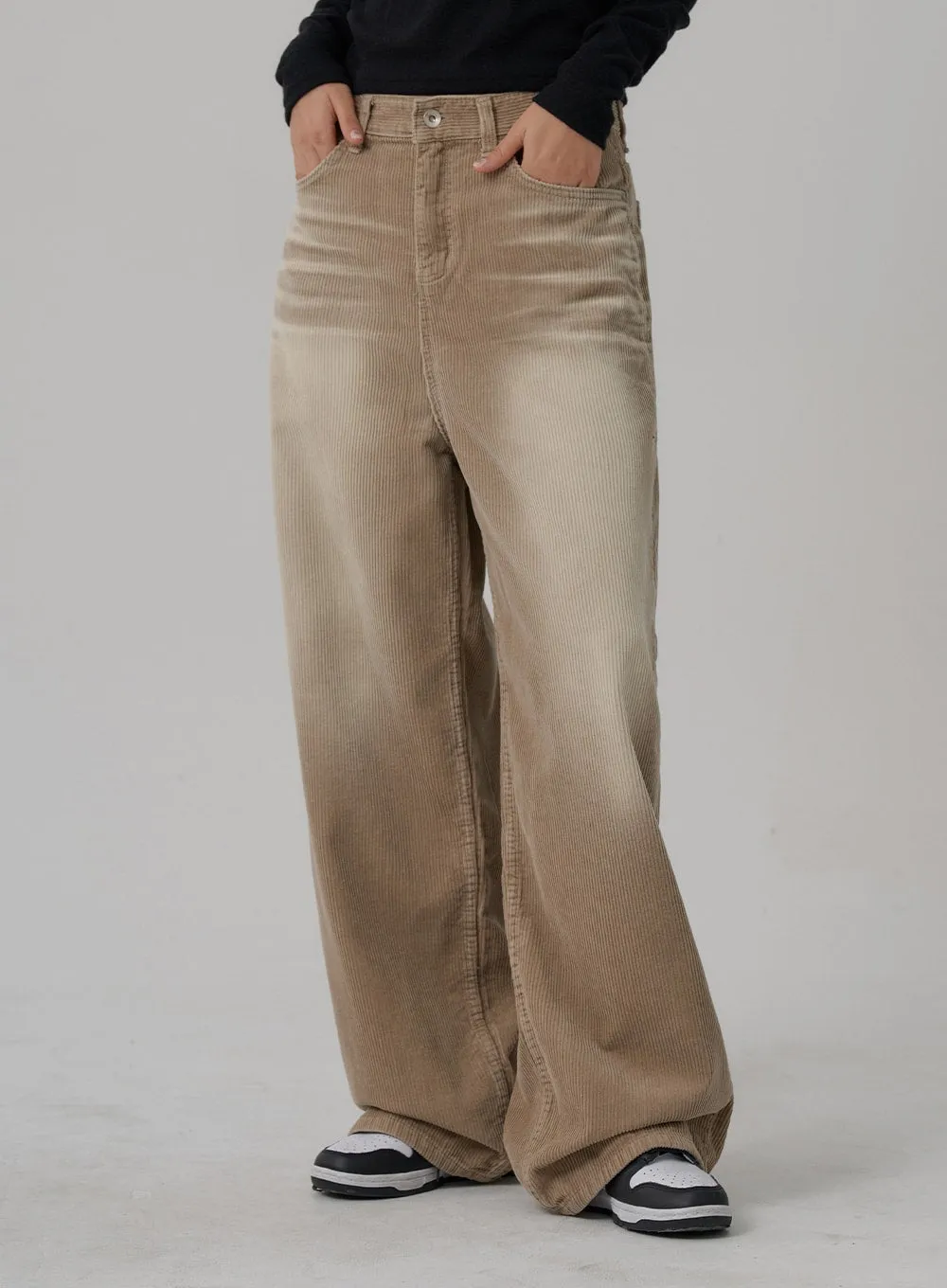 Light Washing Corduroy Wide Pants Unisex CN02