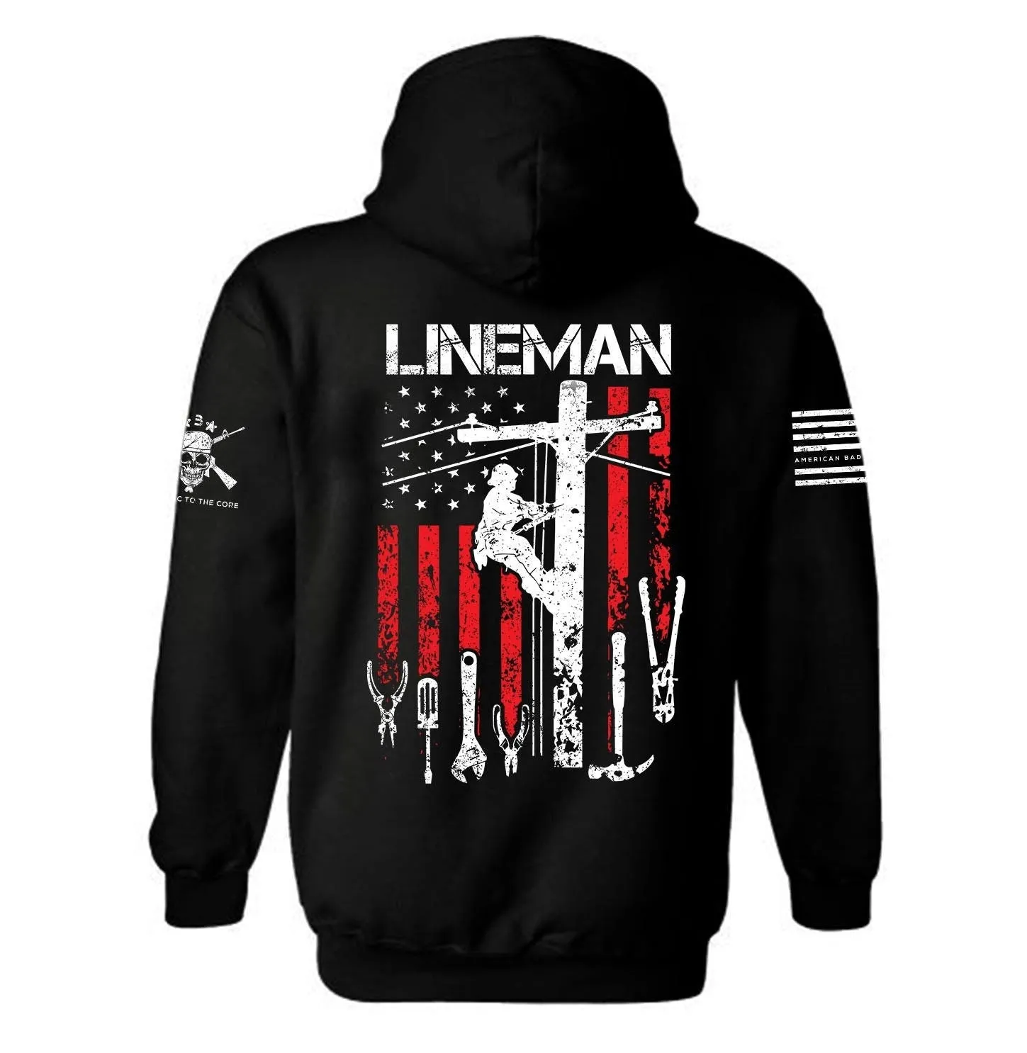 Lineman Patriotic American Flag Hoodie | Lineman Tools | Lineman Hoodie | USA Flag Patriotic Hoodie | Unisex Hoodie