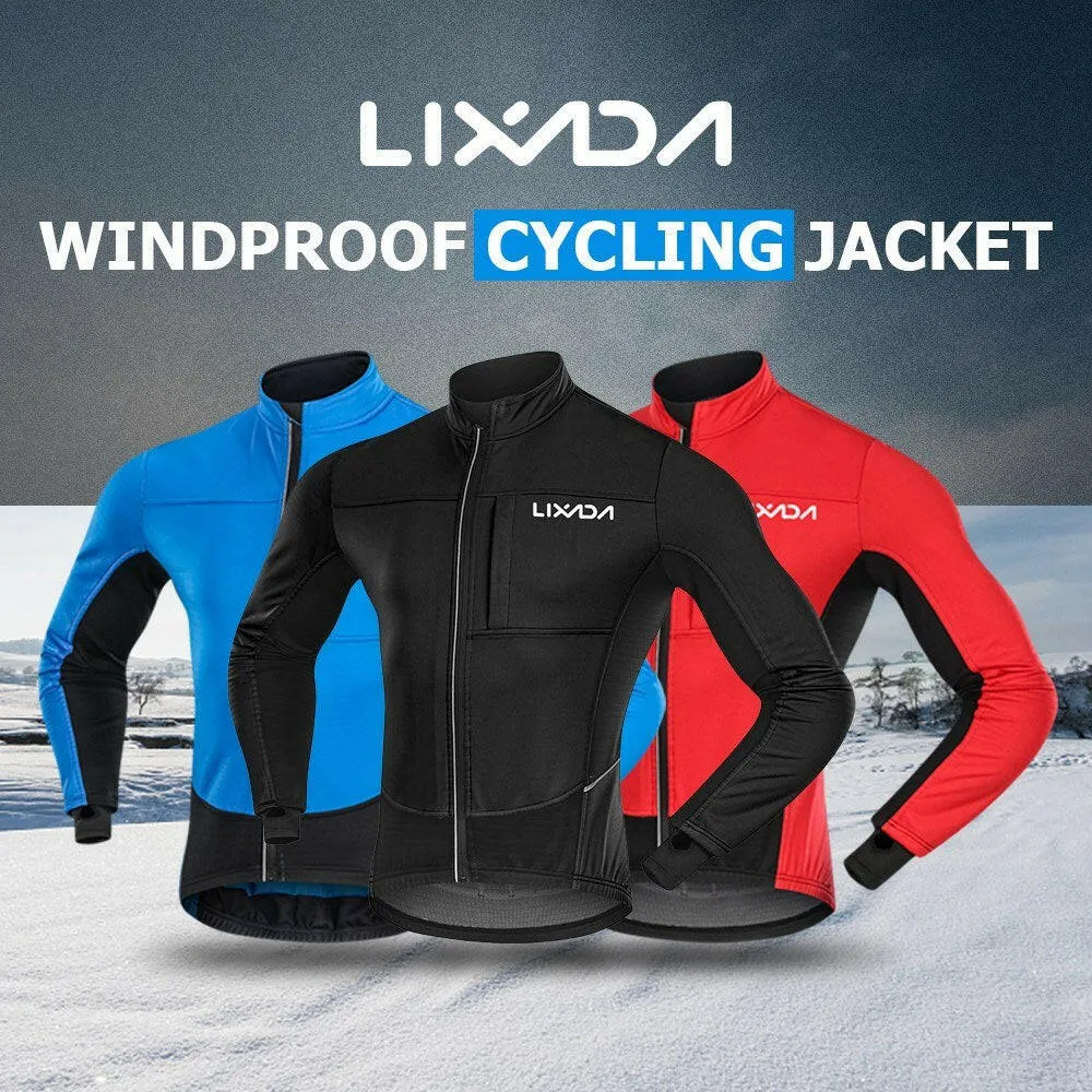 Lixada Men Winter Cycling Clothing Set Waterproof Windproof Thermal Fleece Bike Riding Jacket and Pants Sportswear