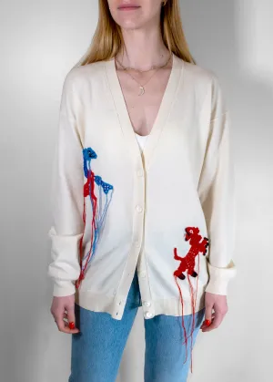 Loewe Crochet Animals V-Neck Wool Cardigan