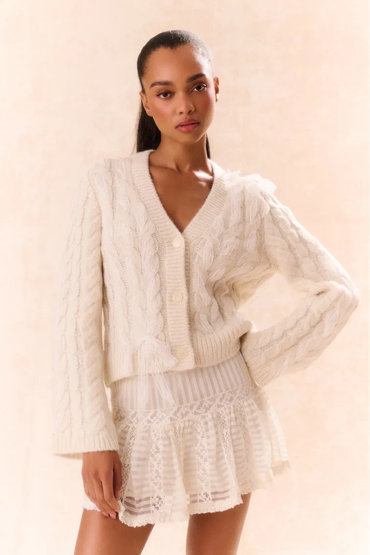 Louella Wool Knit Cardigan - SNOW