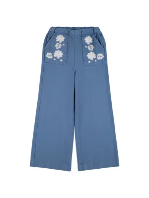 Louise Misha   Embroidered organic cotton twill pants 