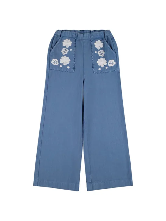 Louise Misha   Embroidered organic cotton twill pants 