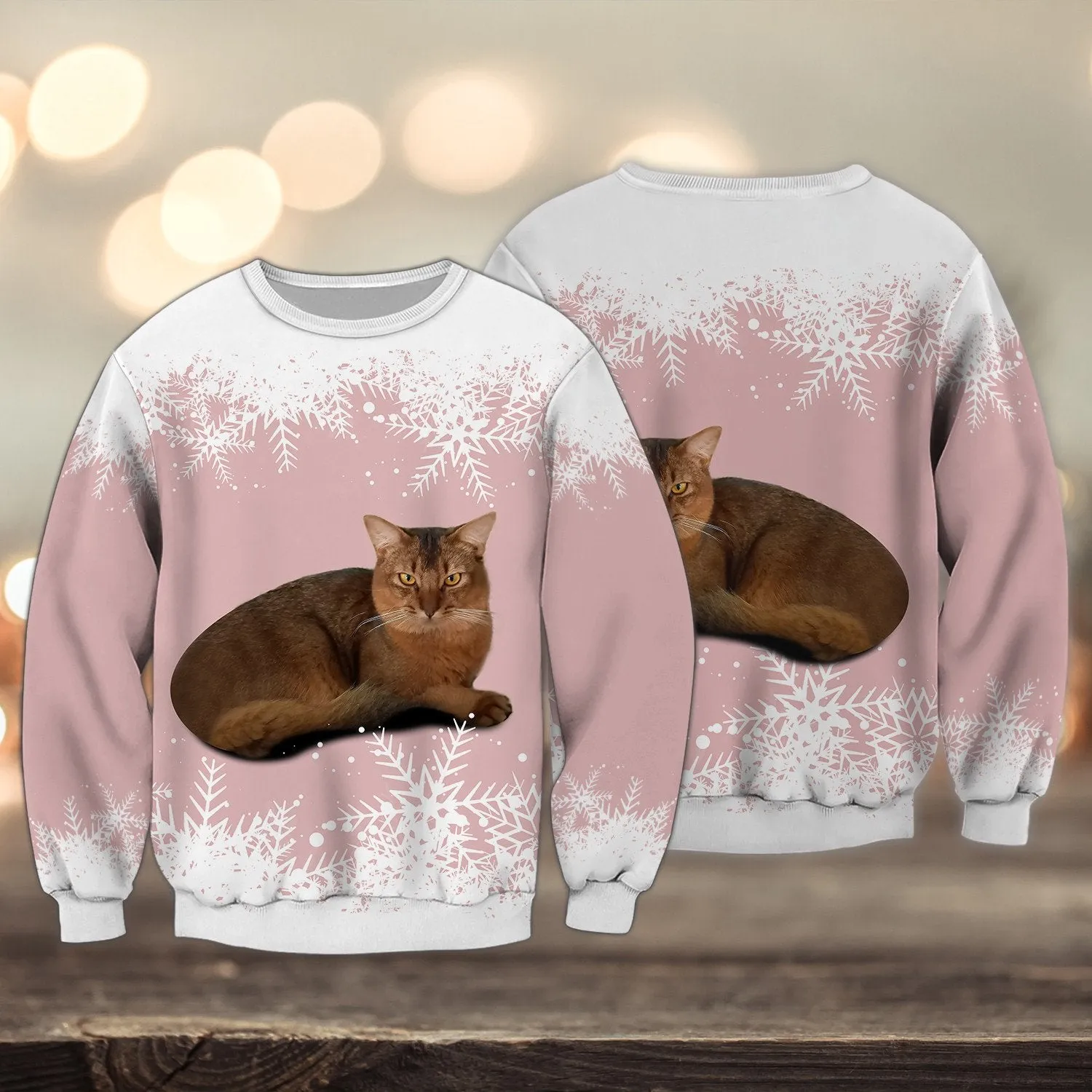 Love Abyssinian Multicolor Option Snow 3D Full Print Shirts, Sweatshirt for Cat Lovers