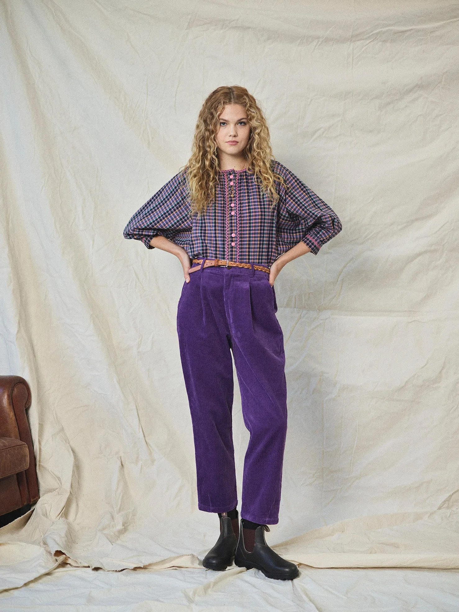 Lowie Purple Corduroy Easy Trouser