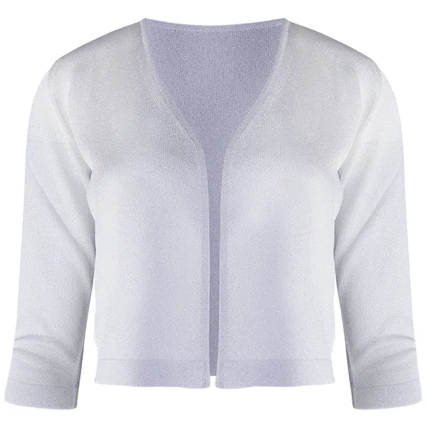 Lurex Acetate Bolero Cardigan in Silver