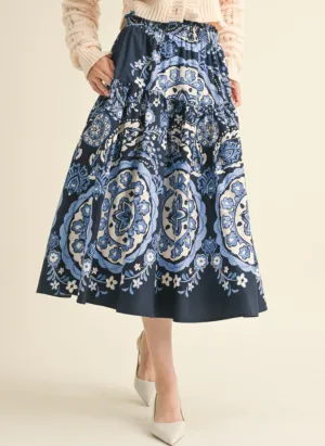 Medallion Print Midi Skirt