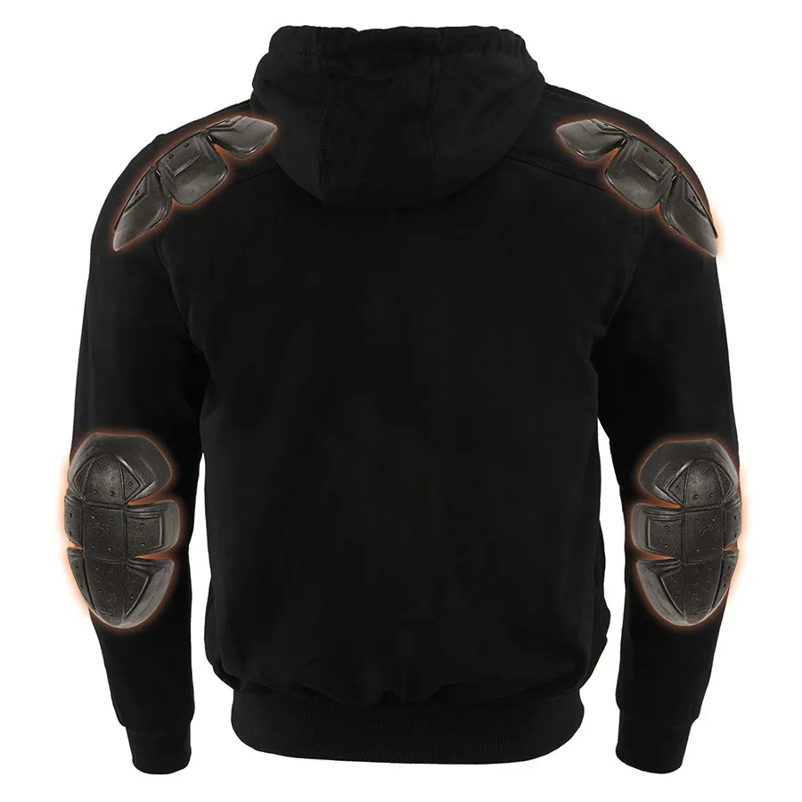 Men’s Armored Black Hoodie w/ Reinforced Shoulders & Elbows