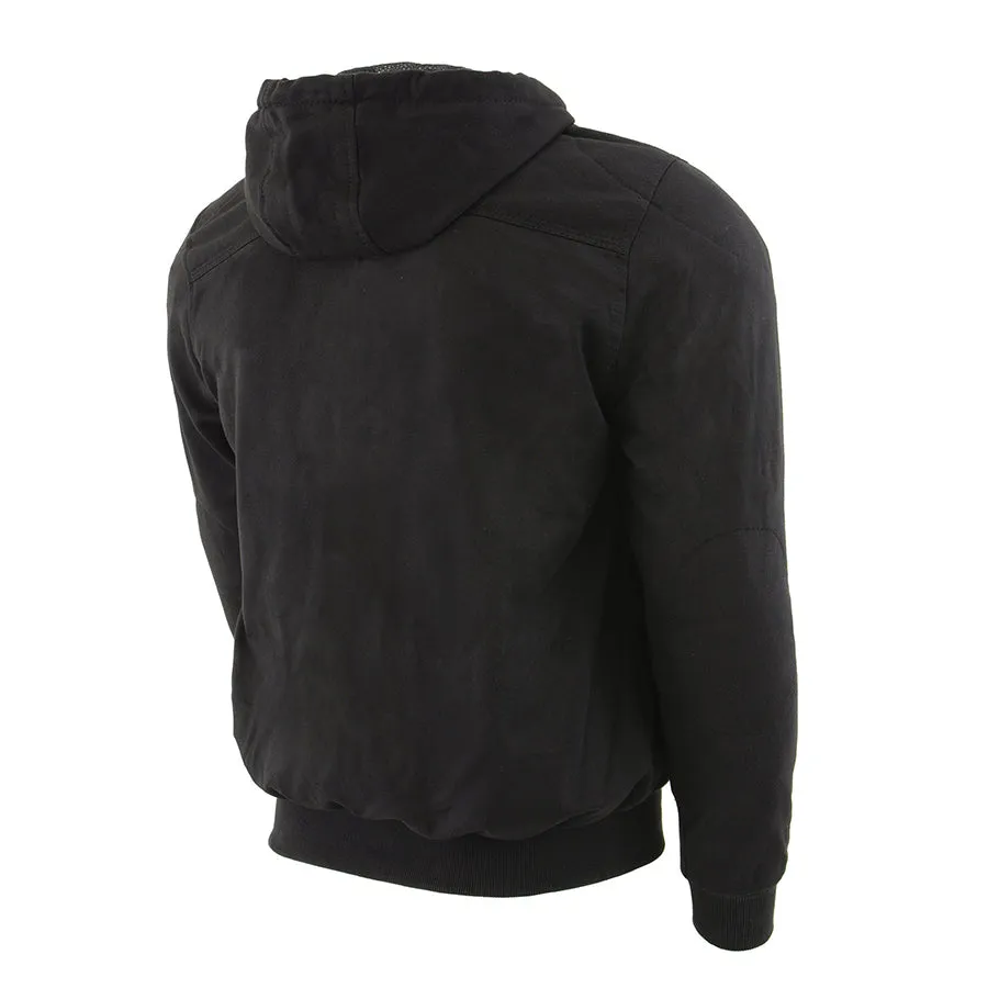 Men’s Armored Black Hoodie w/ Reinforced Shoulders & Elbows