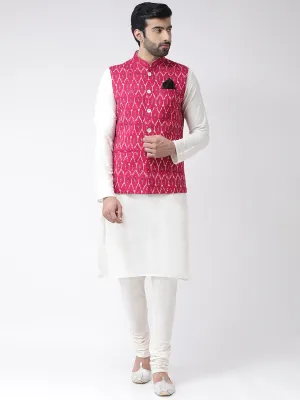 Men's Magenta Kurta Jacket Churidar Set