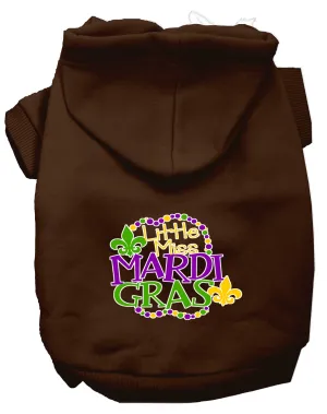 Miss Mardi Gras Screen Print Mardi Gras Dog Hoodie Brown Xxl