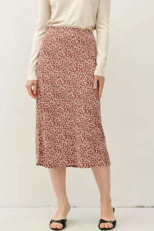 Mocha Animal Print Midi Skirt