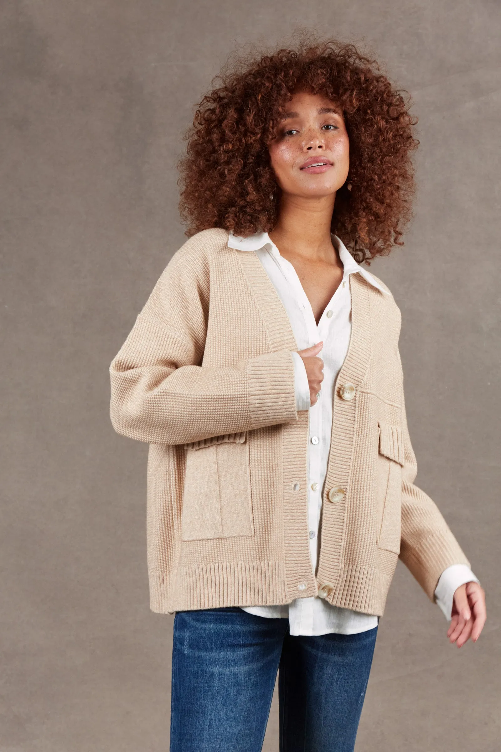 Nakako Pocket Cardigan - Oat