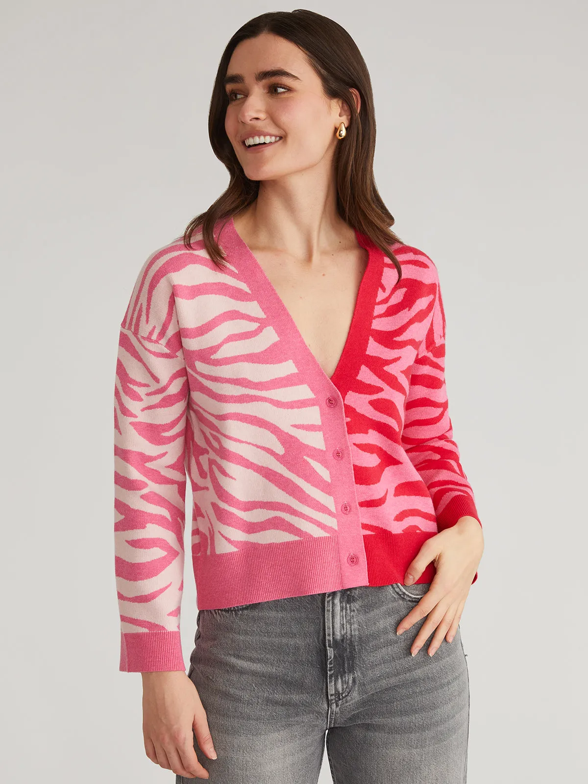 Nicole: Colorblock Zebra Print Cardigan