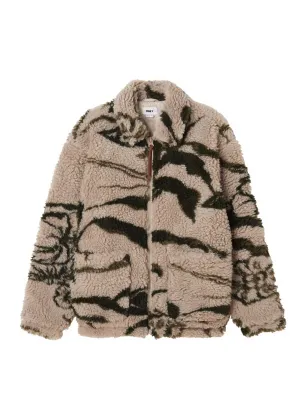 Obey Mushroom Sherpa Fleece Jacket Silver Grey Multi