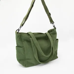 Olive Green Corduroy Messenger Bag