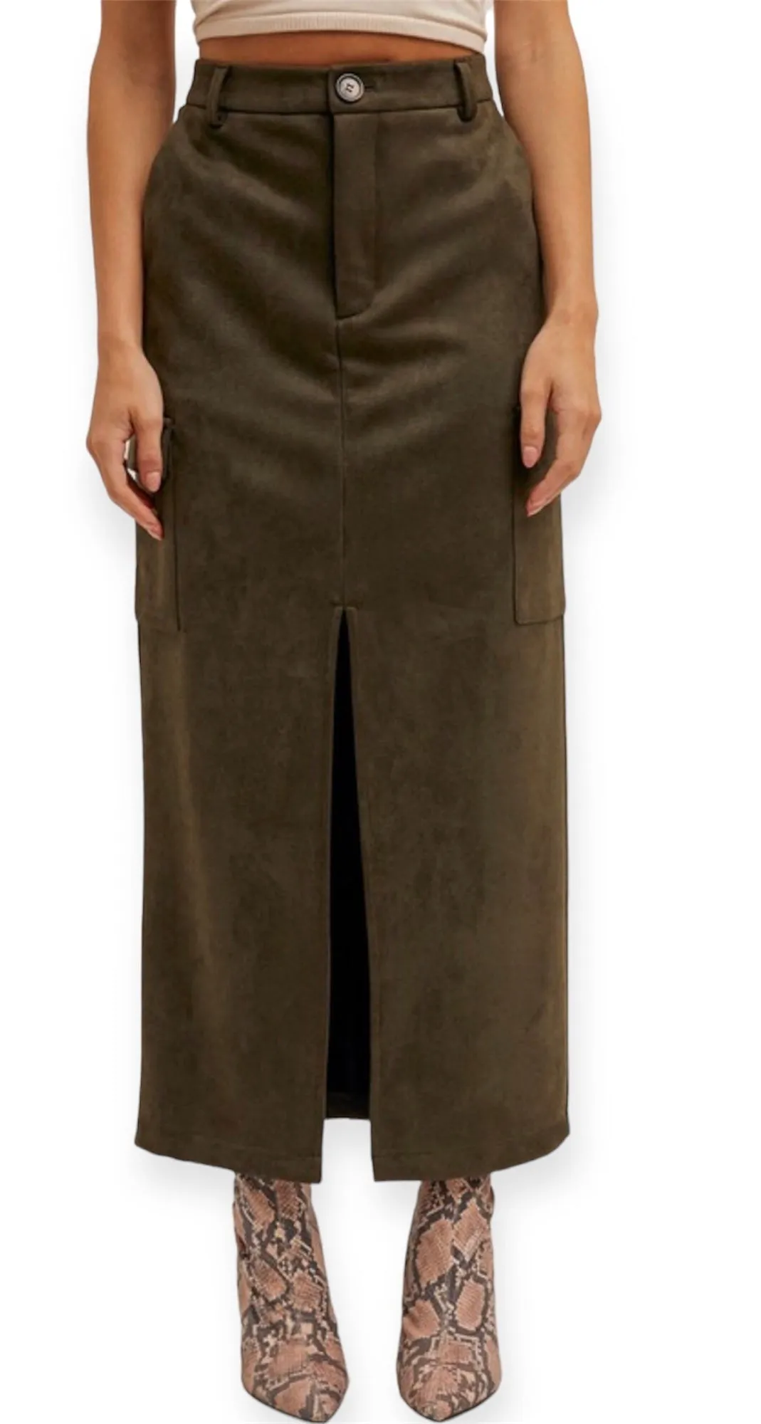 Olivia's Suede Midi Skirt