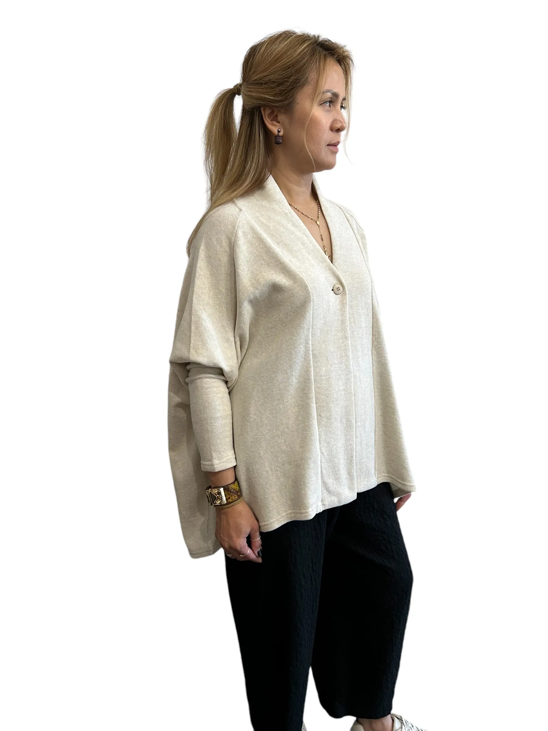 One Button Cardigan Cream