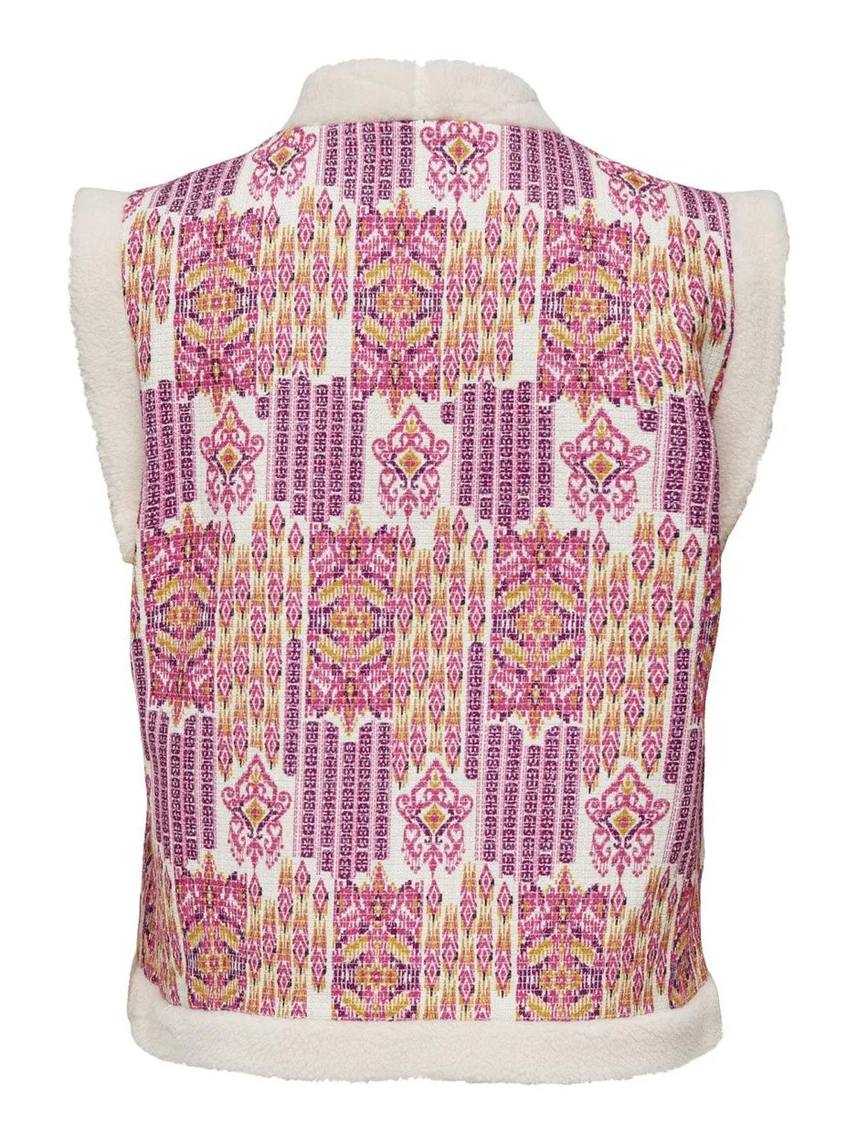 Onlnora Aztec Teddy Waistcoat Cs Ot - Roze Dessin