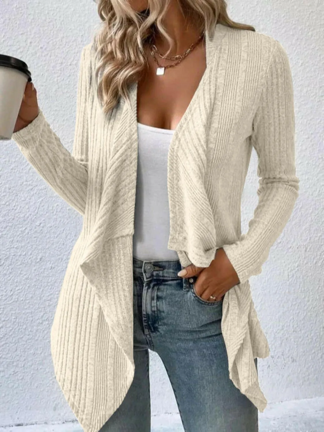 Open Front Long Sleeve Cardigan Sweater