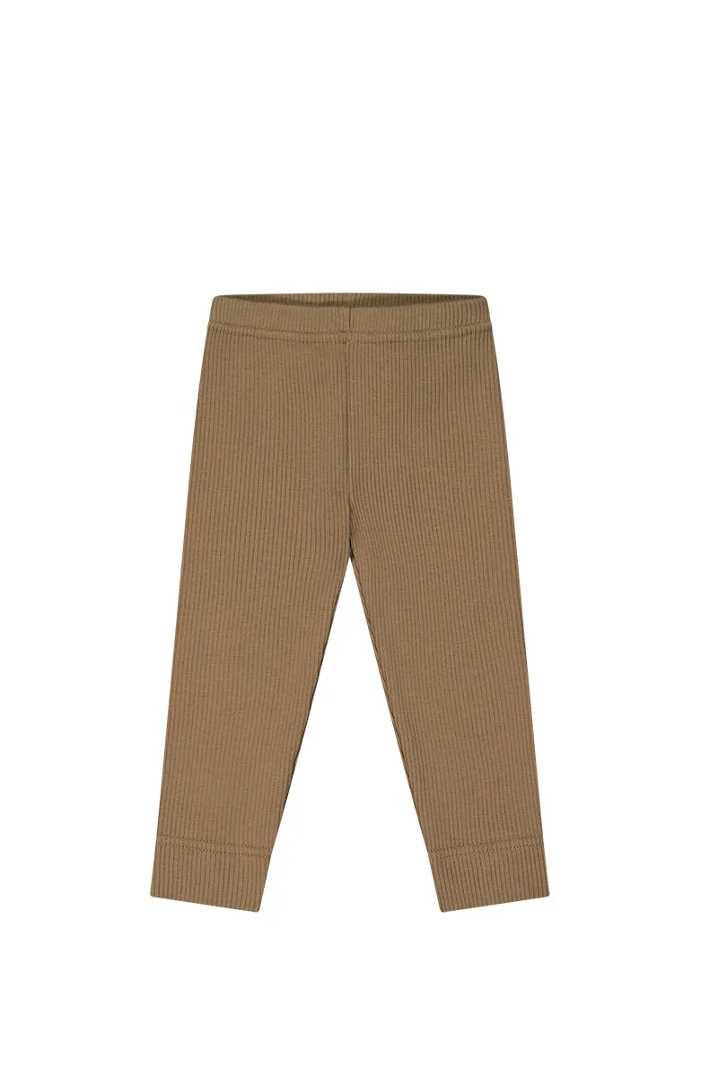 Organic Cotton Fine Rib Legging - Caramel