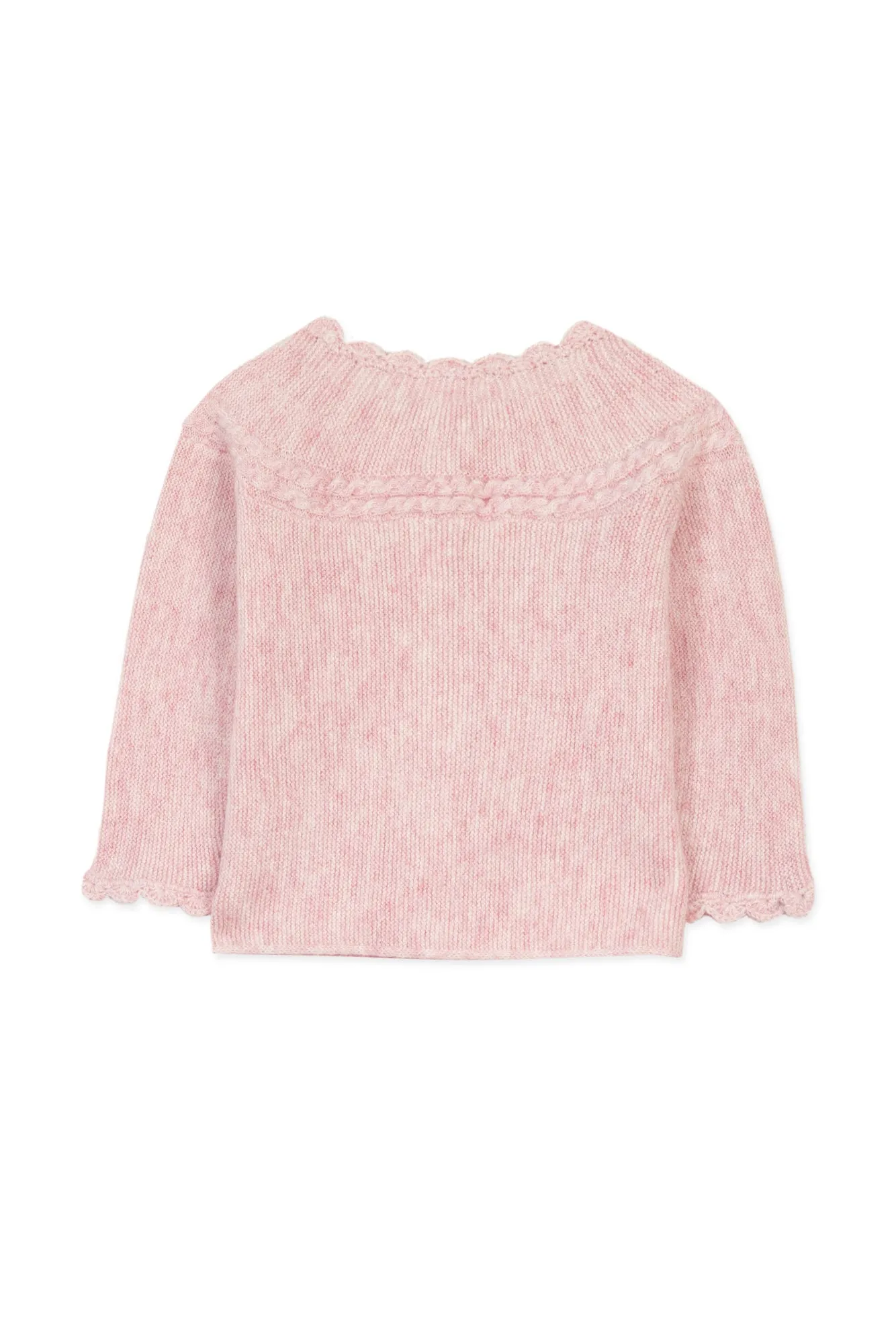 Pale Pink Scallop Cuff Baby Cardigan