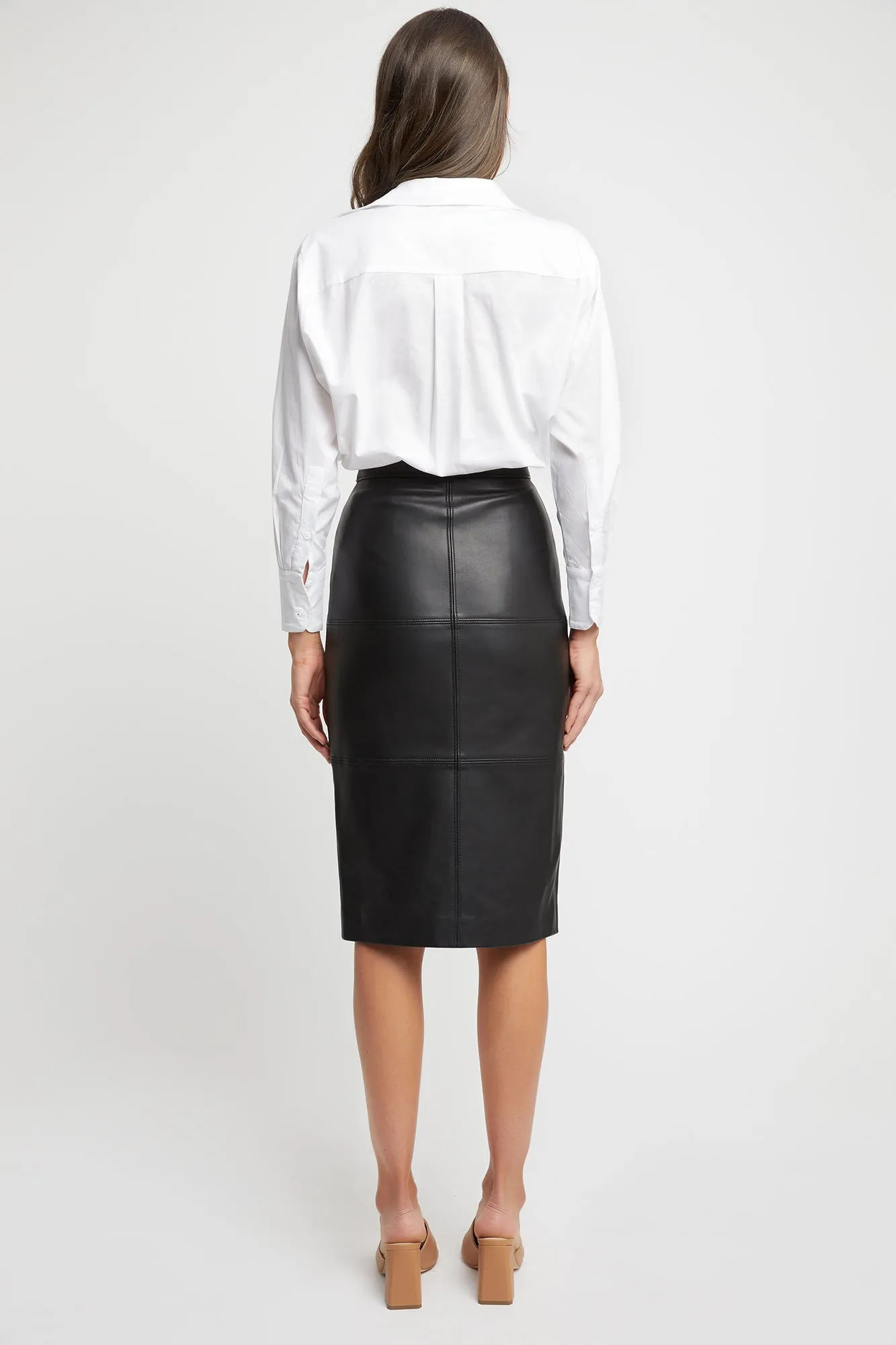 Pascale Leather Midi Skirt