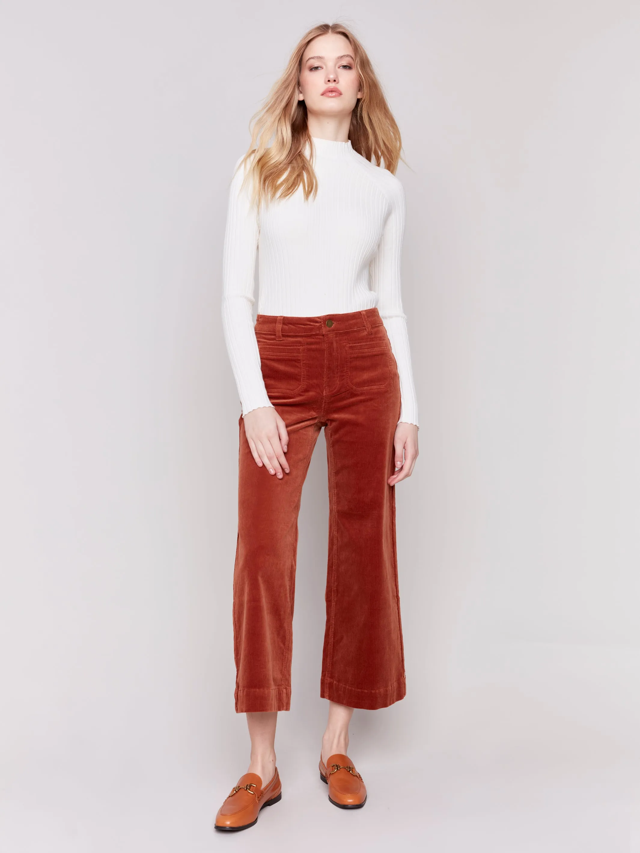 Patch Pocket Corduroy Flare Pants