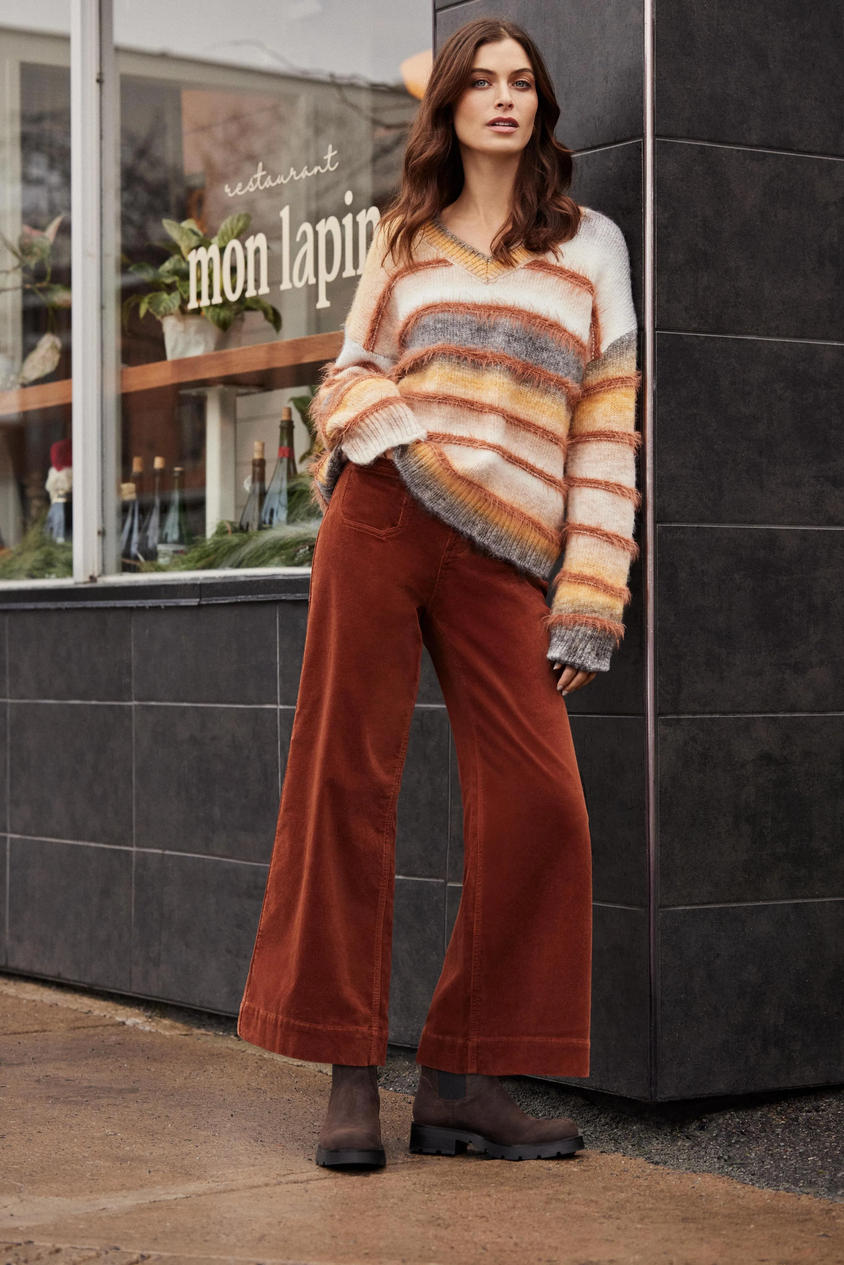 Patch Pocket Corduroy Flare Pants