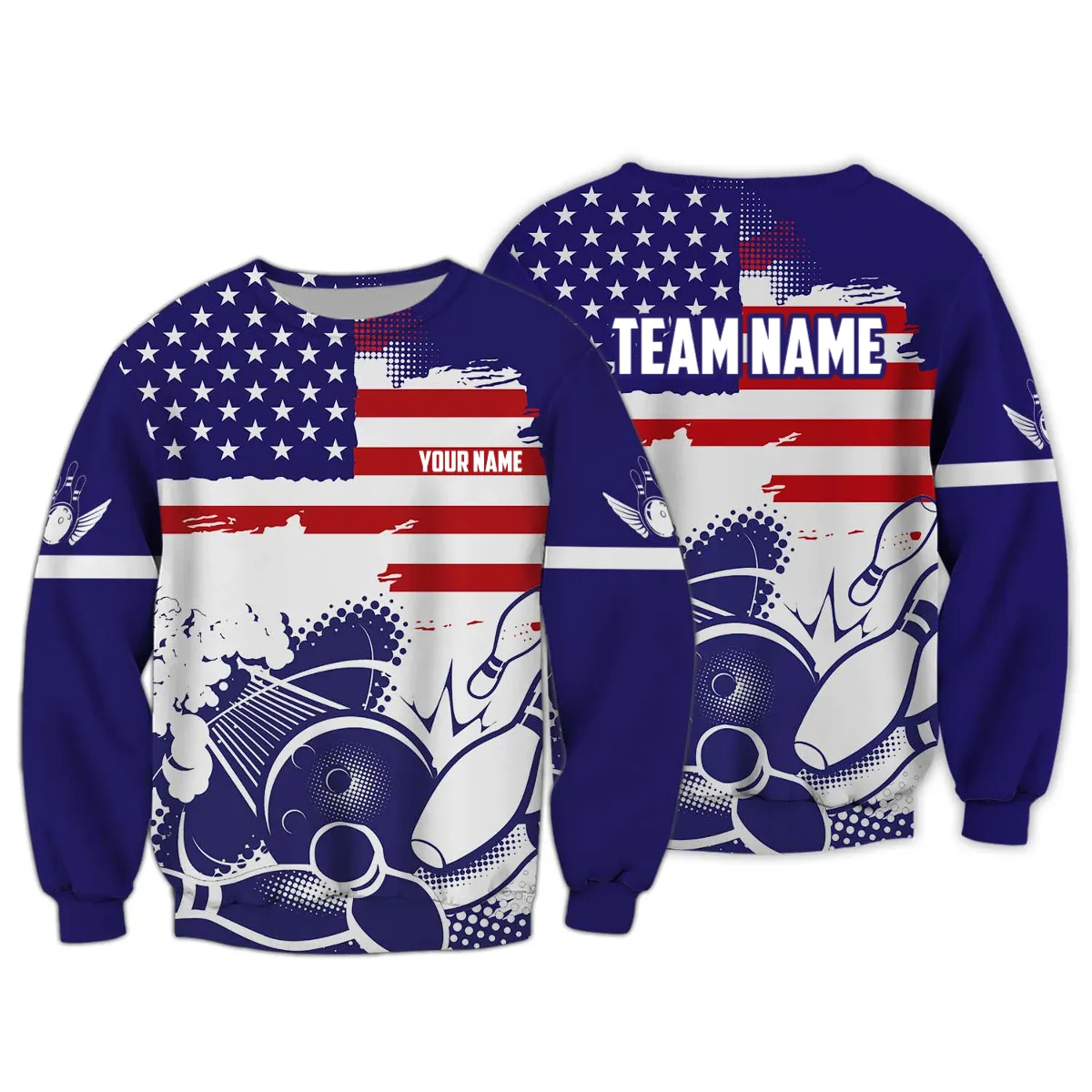 Personalized Name Team American Flag Bowling 3D Sweatshirt Hoodie, Gift for Bowler