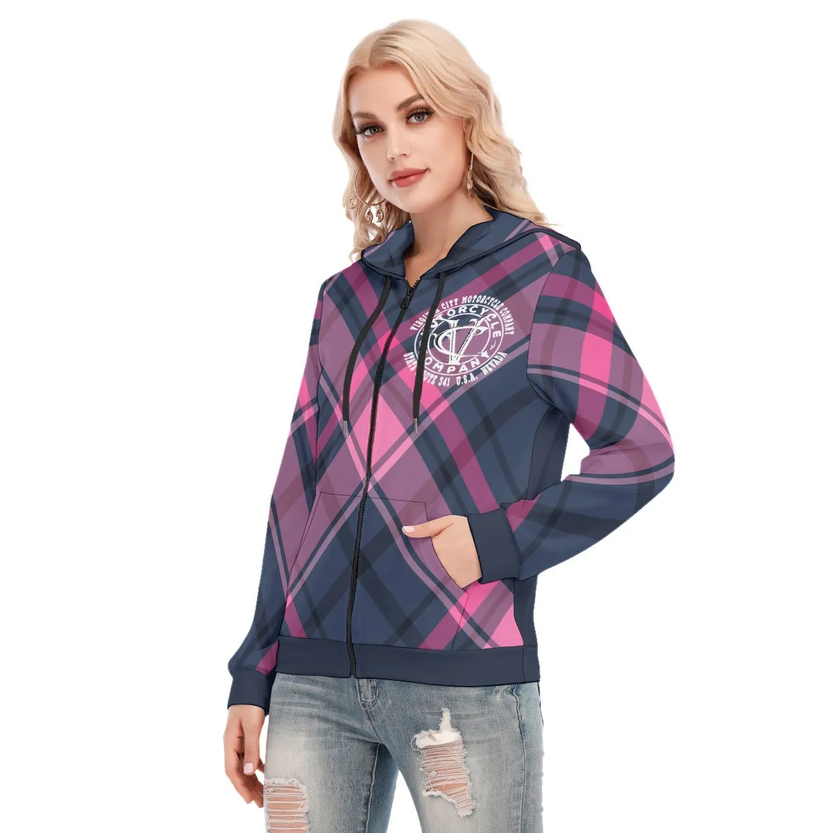 Plaid Girl Women's Zip Up Hoodie