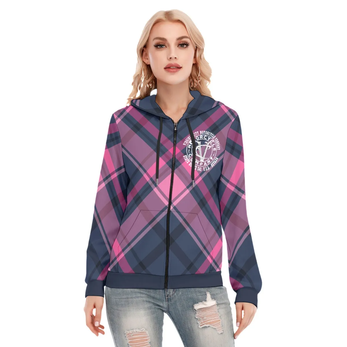 Plaid Girl Women's Zip Up Hoodie