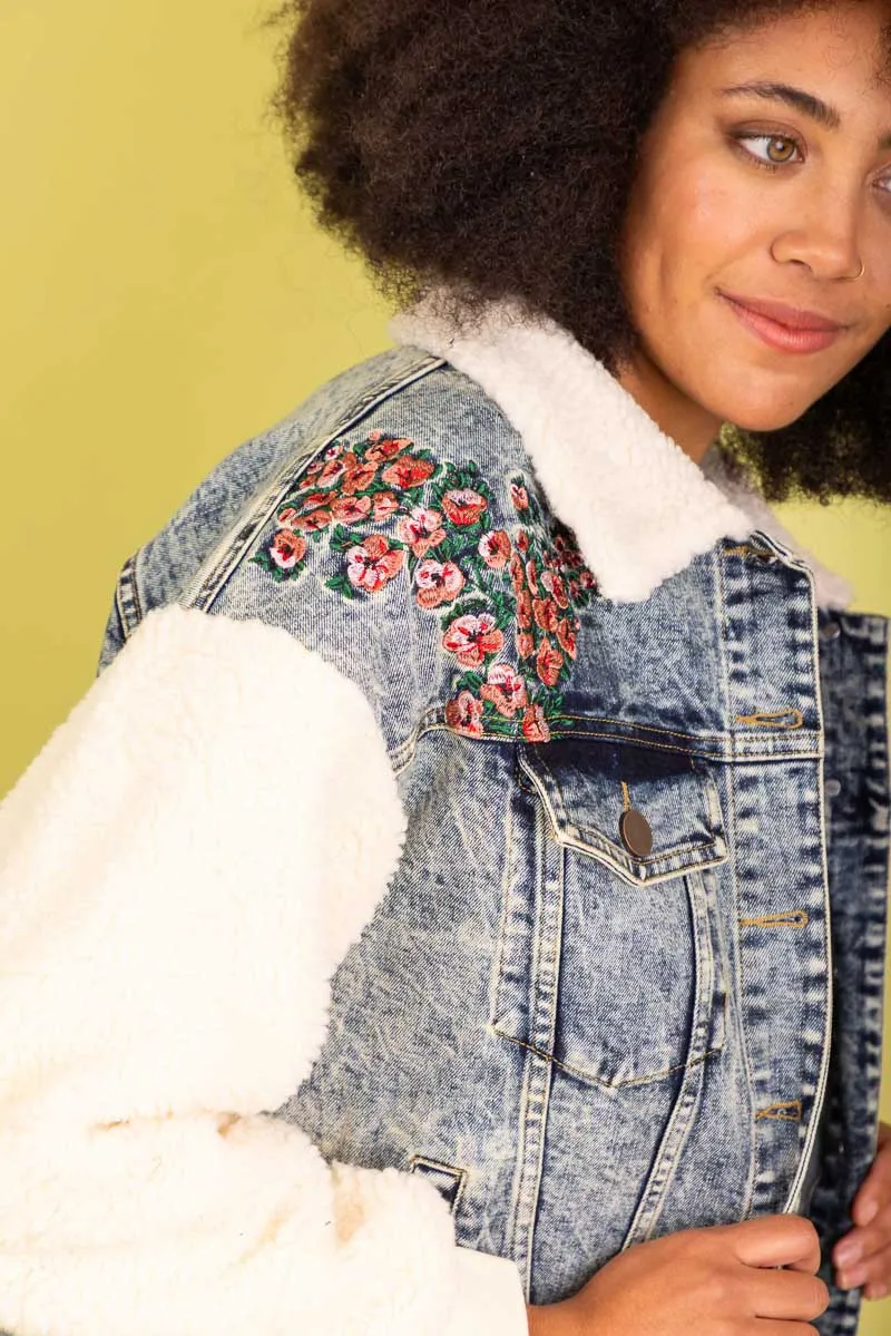 Portia Jacket - Denim Sherpa