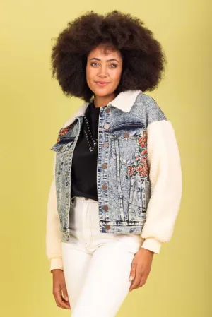 Portia Jacket - Denim Sherpa