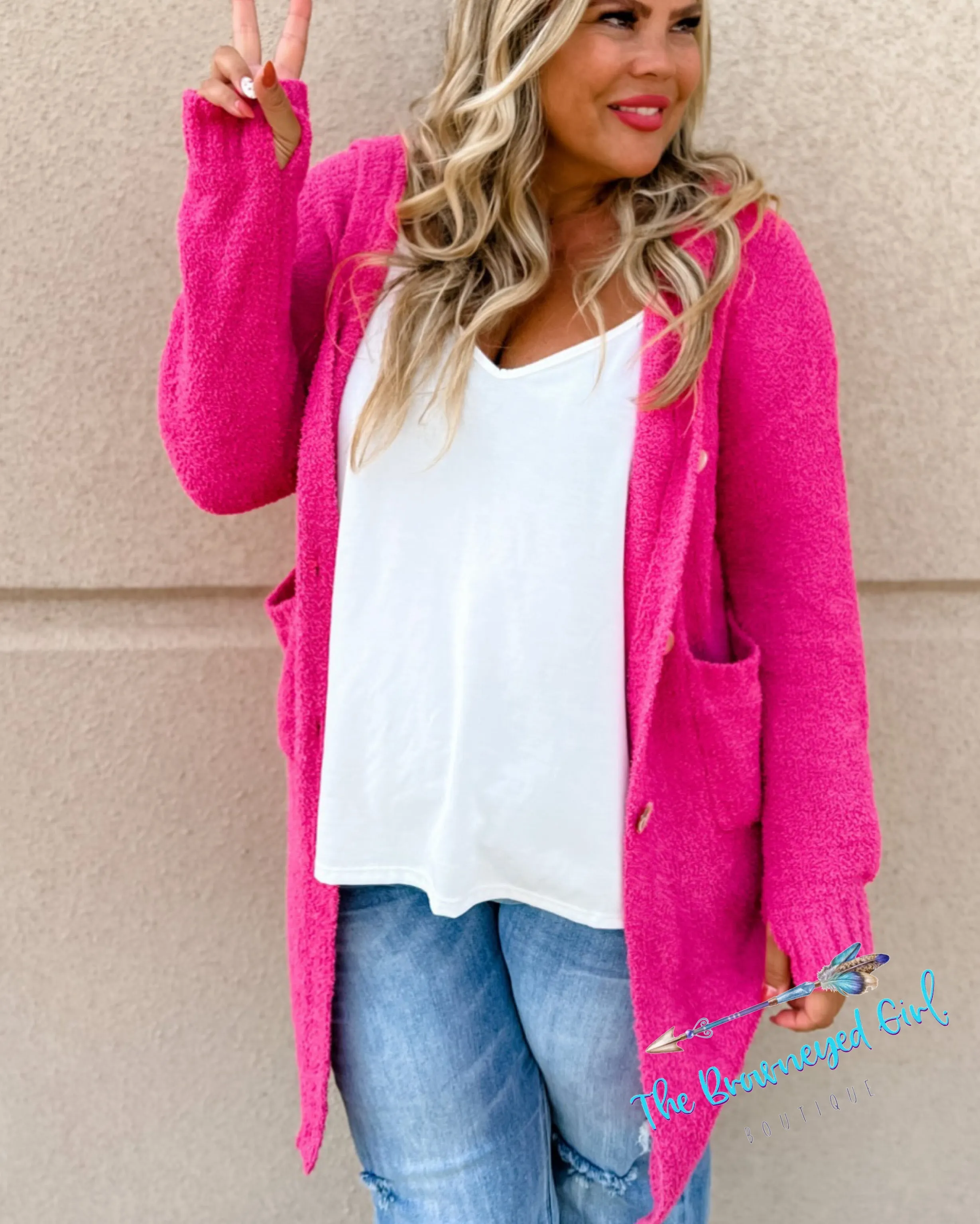 Presley Cardigan Luxury Hot Pink