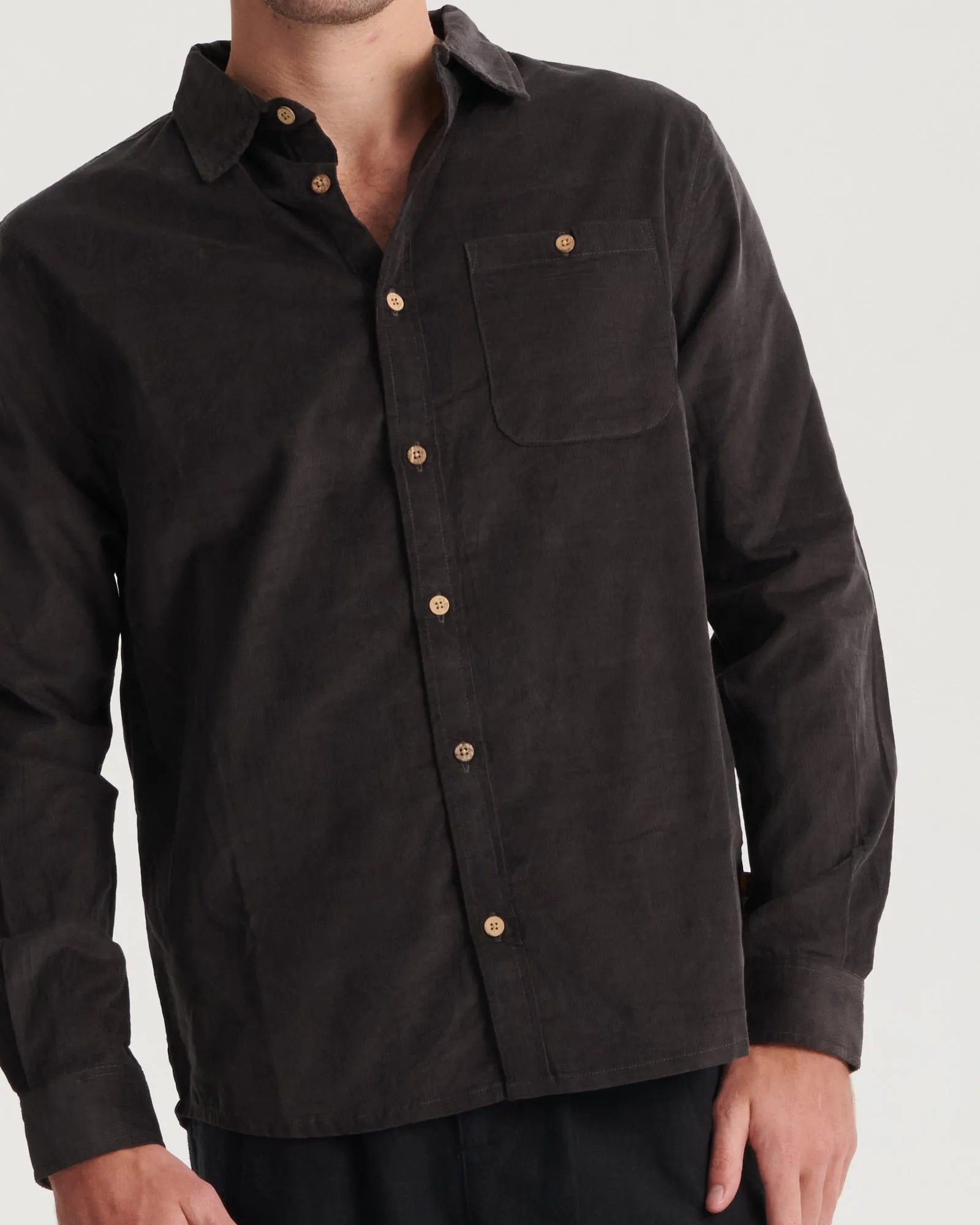 Quantum LS Corduroy Shirt - Washed Black