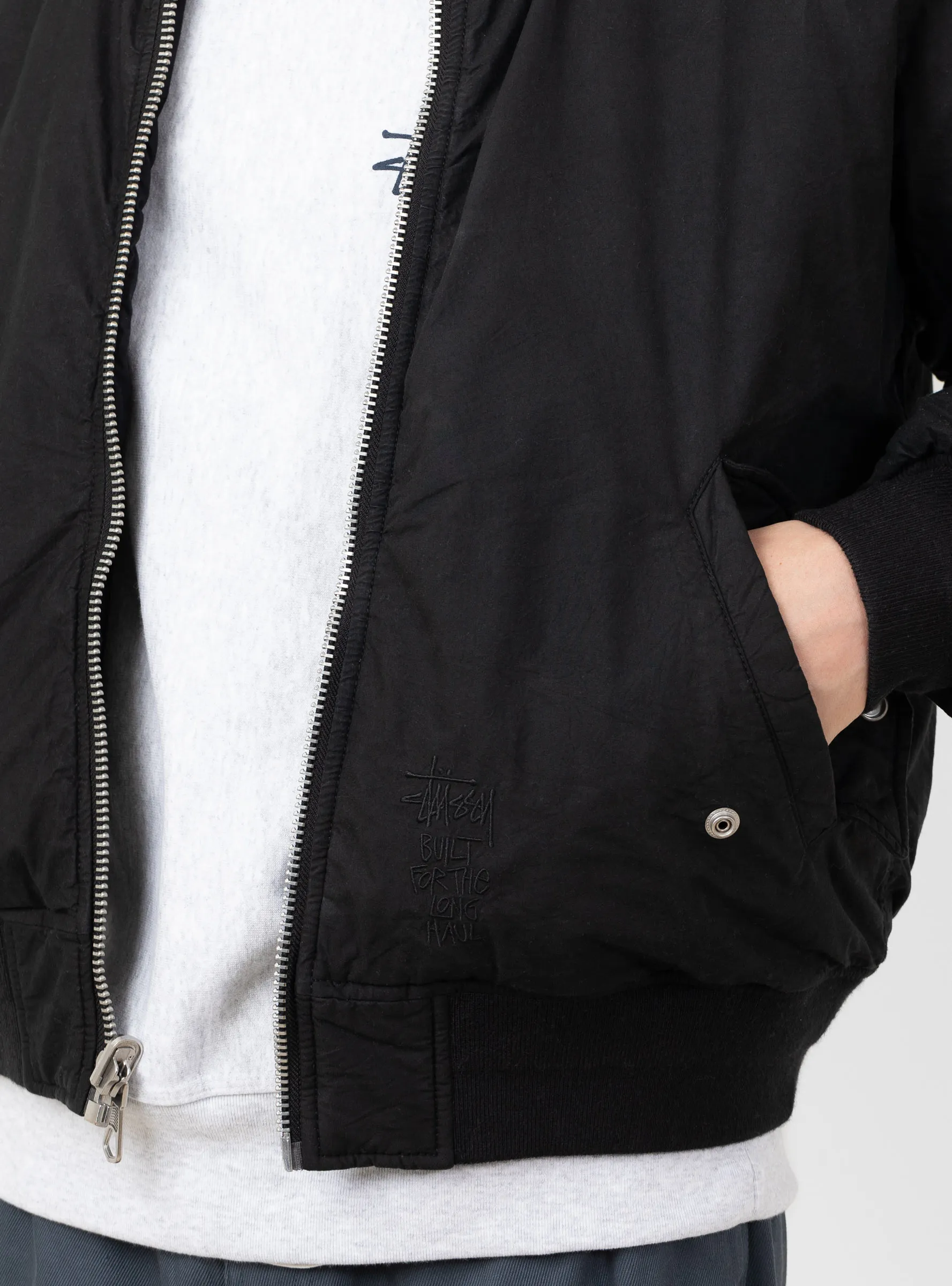 Quilted Bomber Waxed Black