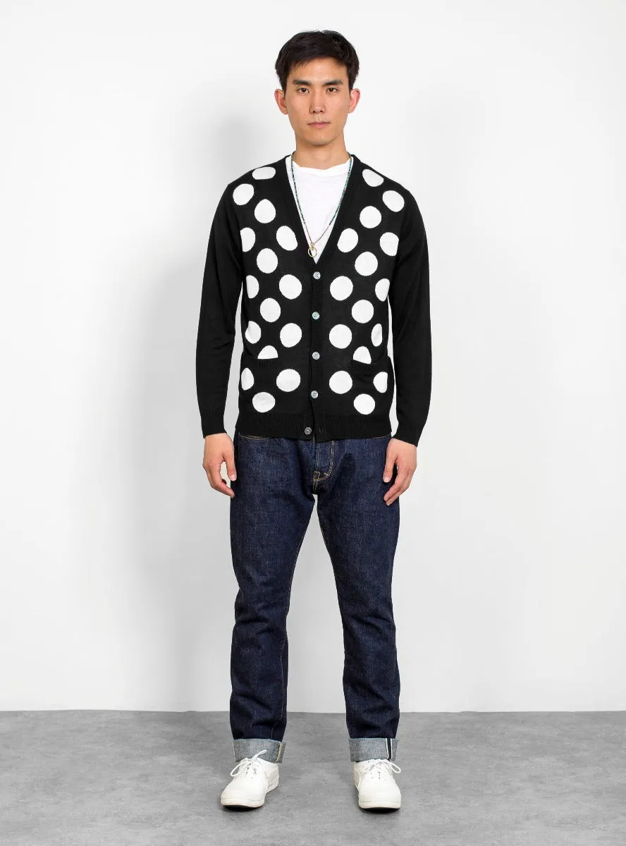 Rayon Dot Cardigan Black