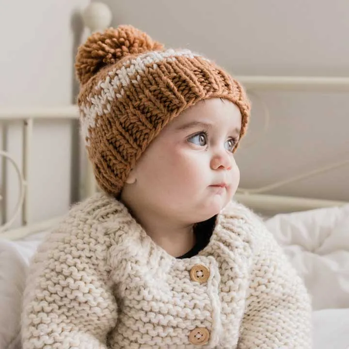 Rebel Pecan Knit Beanie Hat  for Babies thru Adults