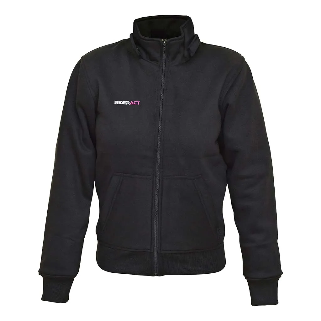 RIDERACT® Women Motorcycle Hoodie Black Reinforced