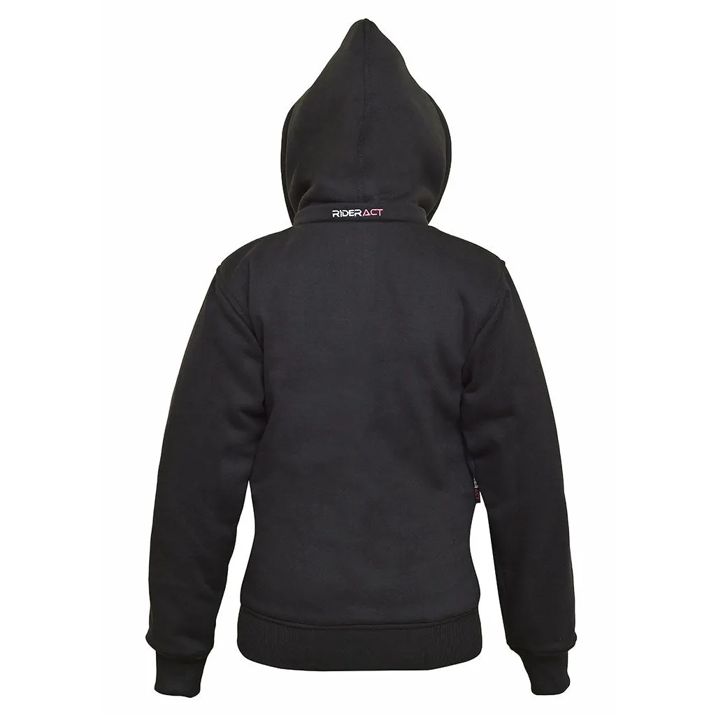 RIDERACT® Women Motorcycle Hoodie Black Reinforced