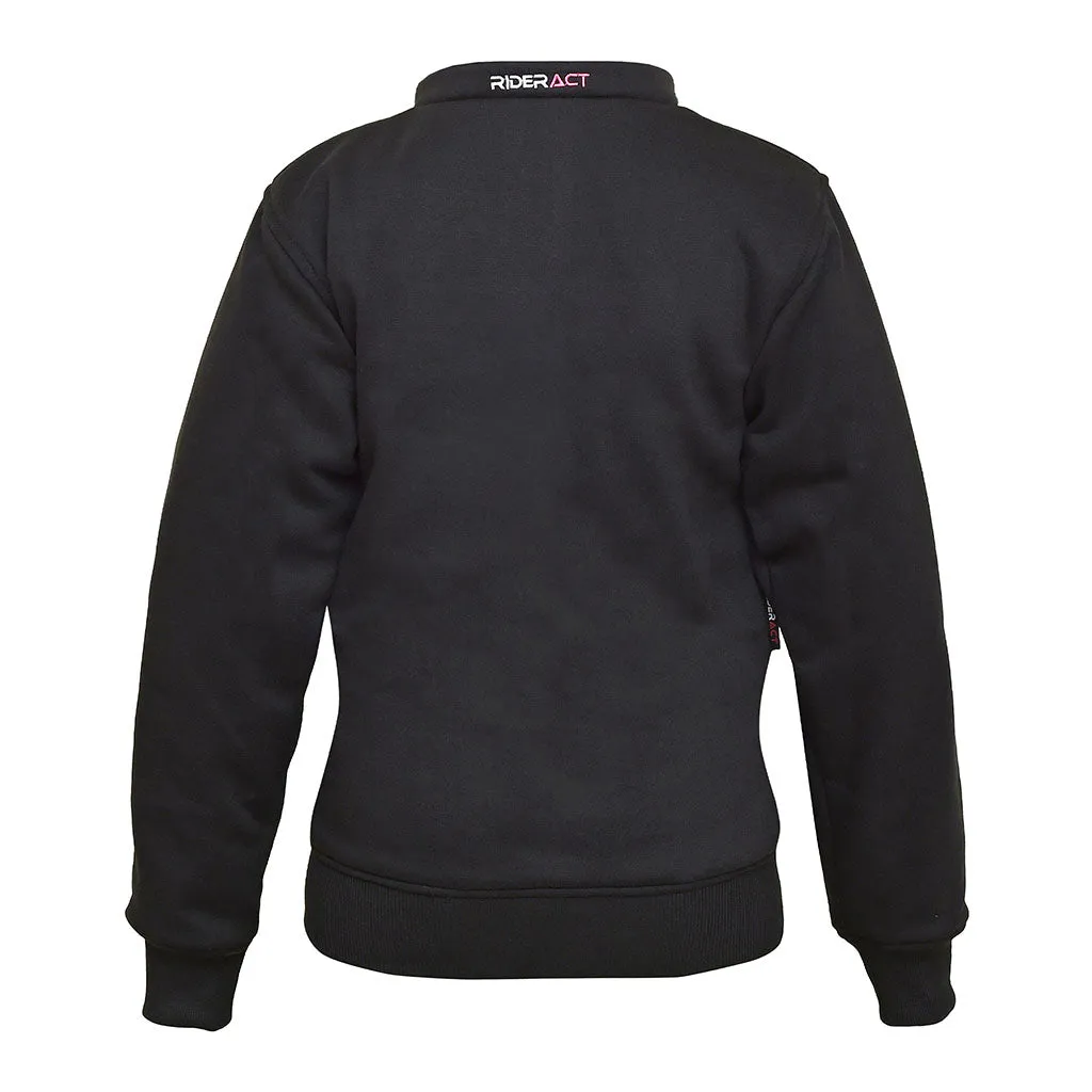 RIDERACT® Women Motorcycle Hoodie Black Reinforced