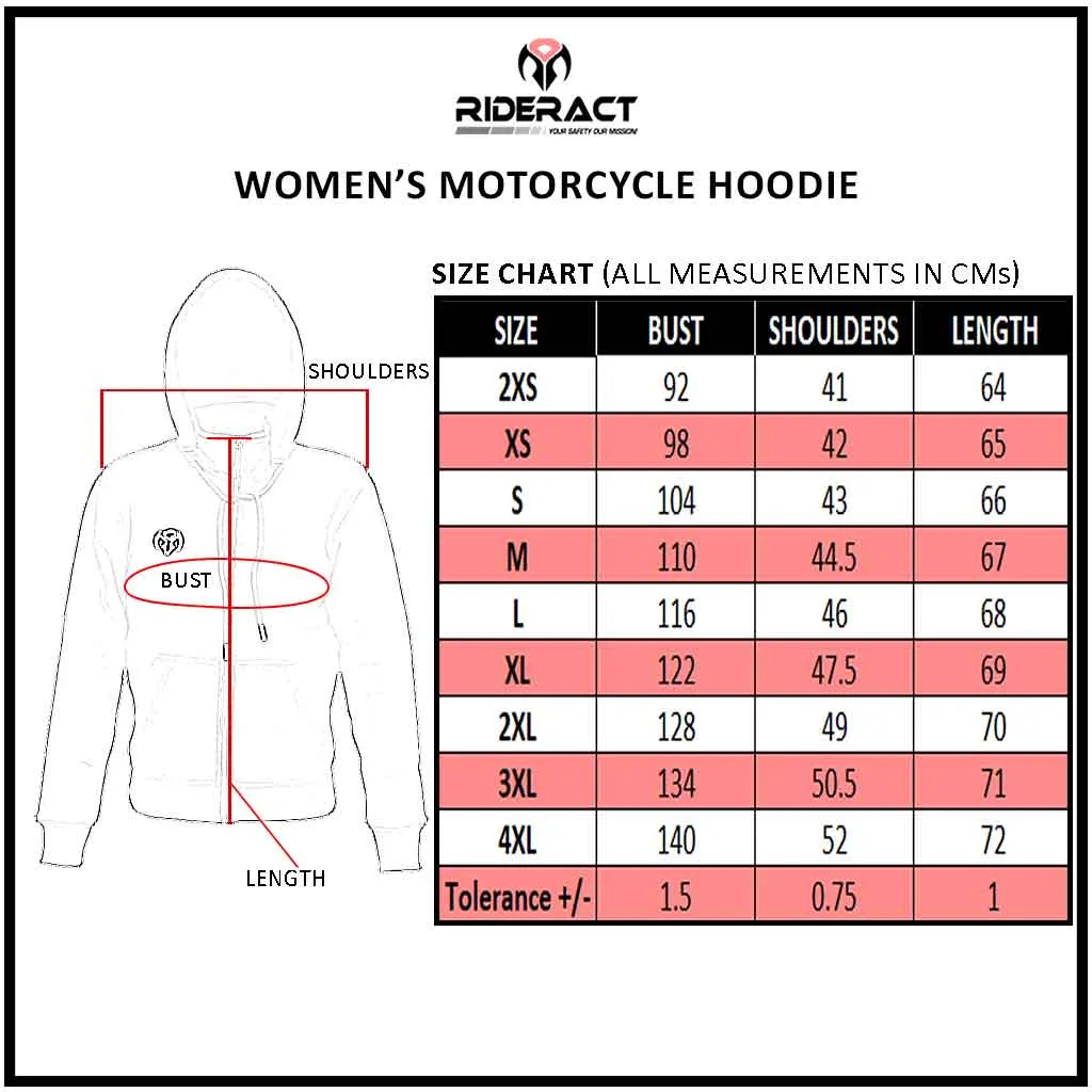 RIDERACT® Women Motorcycle Hoodie Black Reinforced